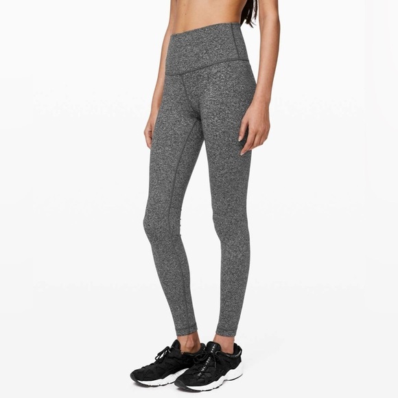 Lululemon Wunder Under High Rise Heathered Gray/Black Leggings - Picture 4 of 10